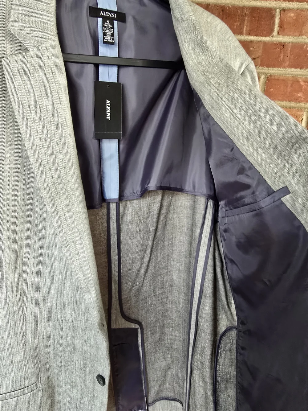 Alfani Men's Light Gray Linen-Blend Suit